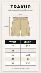 Kids’ Cargo Shorts Lightweight Stretch, Adjustable Waist, Grey